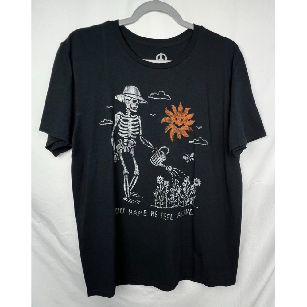 PEACE OF MIND "You Make Me Feel Alive" Skeleton Graphic T-Shirt Adult Size Large